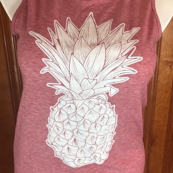 Pineapple Graphic Tank Sz L Cotton Blend - Picture 2 of 5